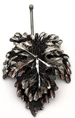 Vintage Pewter Hair Pin Ornament Overlapping Leaves Polished 2″