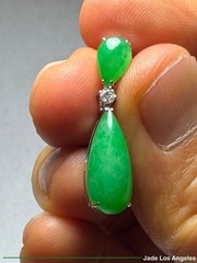 Water Drop Rich Apple Green Jadeite Jade 18K white Gold Diamond Pendant 11.68ct