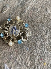 Vintage Brooch Pin 1.5 Inches Mother Mary Christianity 1950s Christian Religious