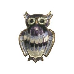David Andersen Norway Gold/Sterling Silver Purple Guilloche Enamel Brooch OWL
