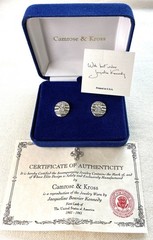 Camrose & Kross Jackie Kennedy Silver Rhinestone Earrings Pierced Signed Box COA