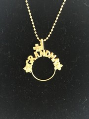 Grandma Gold Tone Charm Holder w/ 30 in Necklace