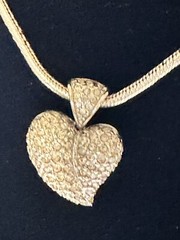 Vintage Carol Lee Heart Goldtone Necklace