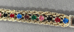 Tennis Bracelet Rainbow Multi Color Rhinestones Crystals Silvertone 7” KOREA