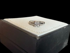 Signed Art Deco 18K White Gold .25ct Round Diamond Engagement Ring Size: 6