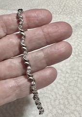 Tennis Bracelet, Vintage, Silvertone & Clear Crystals, Open Box Clasp, 7 Inches