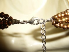 BROWN MURANO GLASS & COPPER TONE BEADS 5 STRANDS BIB NECKLACE #7/23A