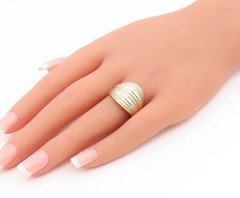 925 Sterling Silver Vintage Ring Gold Plated SETA Fluted Dome Sz 9.5 RG35171