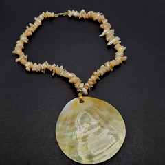 Natural Polished Shell Pendant MOP Abalone Irregular Chip Strand Vtg Necklace
