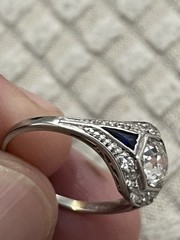 1920s Art Deco Old European Cut Diamond 14k White Gold Ring Antique Engagement