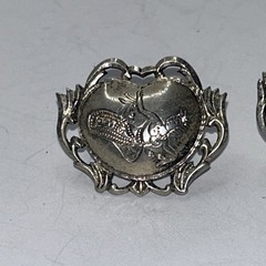 925 Sterling Silver VTG Siam Niello Hindu Goddess Screw On Earrings