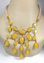 Ann Taylor Waterfall Bib Necklace Girandole Oval Teardrop Pear Glass Cabochons