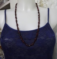 Dainty Vintage 28″ Long Garnet Clusters Beaded Necklace