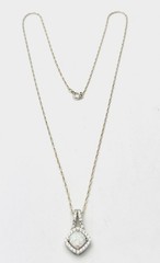 925 Sterling Silver 3.8 Gram Lab Created Whit Fire Opal 32 CZ Necklace 19”