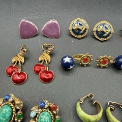 Vintage Clip On Earrings Lot 12 Pair Costume Jewelry.