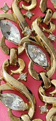 Vintage Trifari crystal gold tone choker necklace good vintage condition 17″.