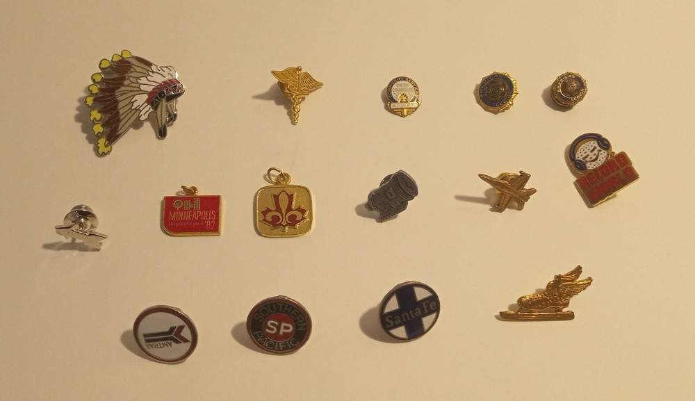 Vintage Lapel Pins& Charms: Fraternal, etc. American Legion, Kiwanis, Trains+