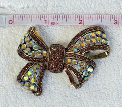 Vintage Bow Brooch ROM Rhinestones AB Crystals Signed Royal Ontario Museum EUC