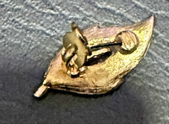 Vintage Signed Pat Pending Pearlized Brushed Leaf Brooch and Clip On Earrings
