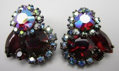 DELIZZA & ELSTER JULIANA RUBY RED RHINESTONE BRACELET & EARRINGS SET