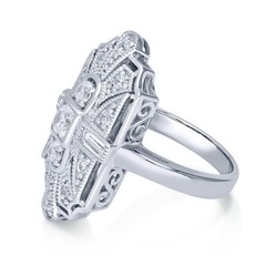 Art Deco Milgrain Ring intricate Vintage Style Statement Design Ring Moissanite