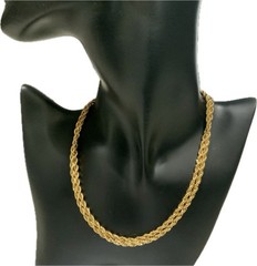 VTG SIGNED NAPIER TWISTED ROPE CHAIN NECKLACE GOLD TONE 28” SPRING RING CLASP