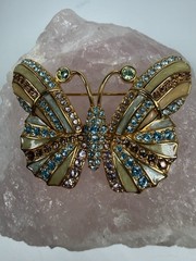 Swarovski Signed Crystal Enamel Butterfly Brooch Pin Retired Vintage