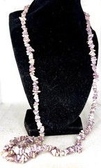 Long Strand Necklace -Natural Garnet Beads Agate -32 in