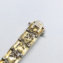 Vintage Sterling Silver Gold Clad Multi Color Stone Bracelet 7 1/4”