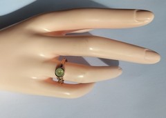 Vintage Rose Gold Plated Silver & Prehnite Ring, Infinity Theme, P (17.75 mm)