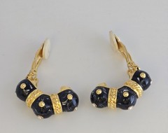 CAMROSE & KROSS JBK BLUE SWIRL ENAMELED CRYSTALS HOOP CLIP-ON EARRINGS☆COA☆NWT☆