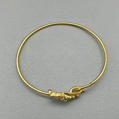 Vintage Bangle Bracelet Womens Gold Tone Rhinestone Costume Jewelry 6.5 Inch