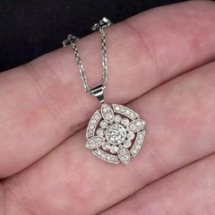 2.30Ct Art Deco Style Lab-Created Diamond Wedding Gift 14K White Gold FN Pendant