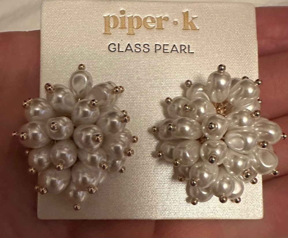 New Piper·K Glass Pearl Cluster Studs Bridal Statement earrings