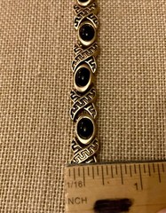 Vintage Gold Tone Acrylic Faux Onyx Bracelet 7.25″ Length Retro