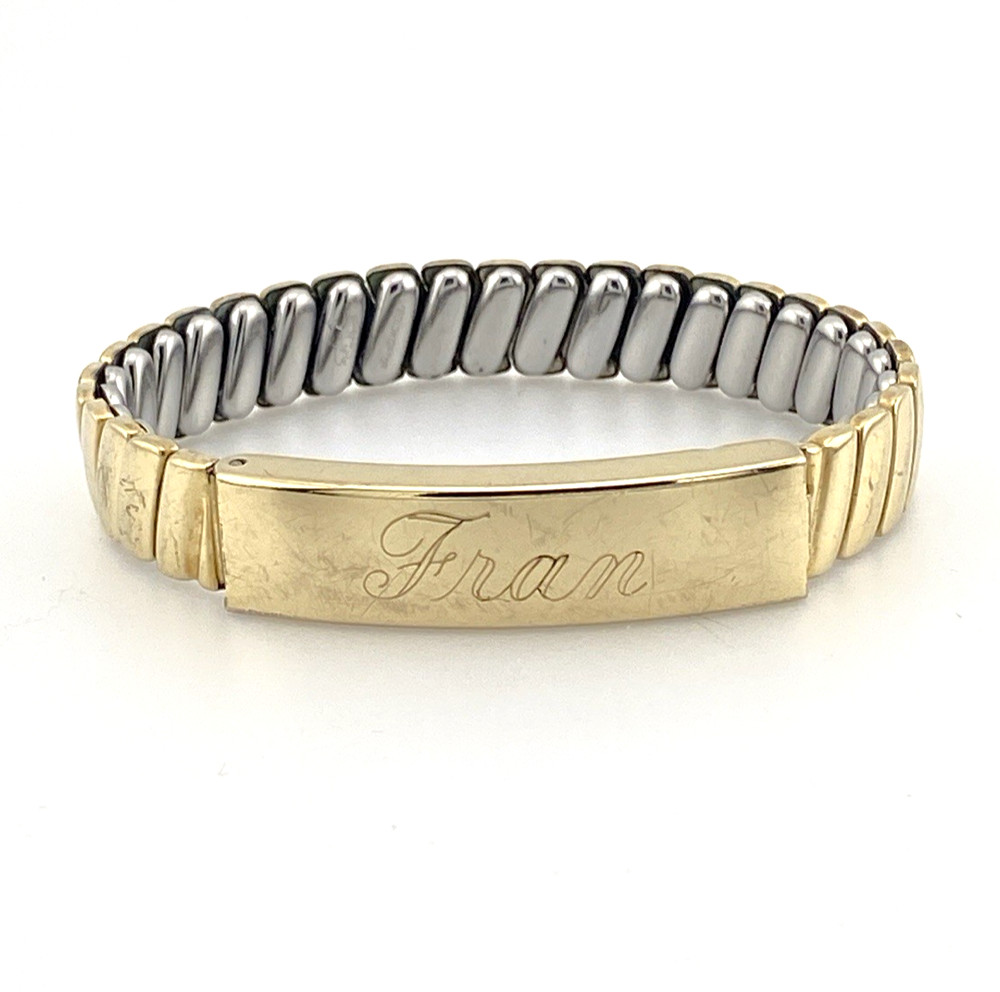 Vintage Foster Gold Filled ID Locket Bracelet Inscribed “Fran” 5.5 to 8 In