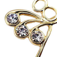 Angel Blowing Trumpet Rhinestone Tipped Wings Shiny Gold Tone Vintage Brooch Pin