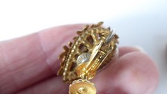 Miriam Haskell Earrings Baroque Faux Pearl Gilded Floral Clip-On Vintage 2400513