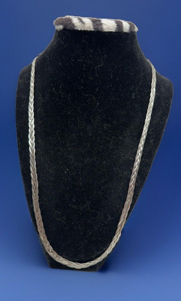 Vintage Women’s Napier Silver Tone Plated Braided Weaved Necklace 23” 5mm