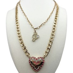 Juicy Couture Double layer Chain with Pink Rhinestones Heart