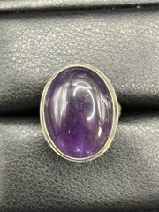 Vintage Sterling Silver 25x17MM Amethyst Cab Ring 7 Grams Size 9 E22