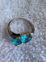 BLUE HEART STONES DIAMOND ACCENT 925 STAMPED PLATED ring size 8