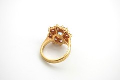 Vtg Signed CL Vermeil on Sterling Large Blue Topaz Ring w/Crystal Stones – Sz 8