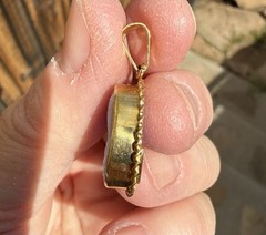 18k Gold Blue Agate Cameo Pendant Made In Italy