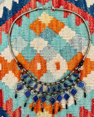 Vintage LAPIS LAZULI Boho Style Necklace Ethnic Tribal Fusion Belly Dance