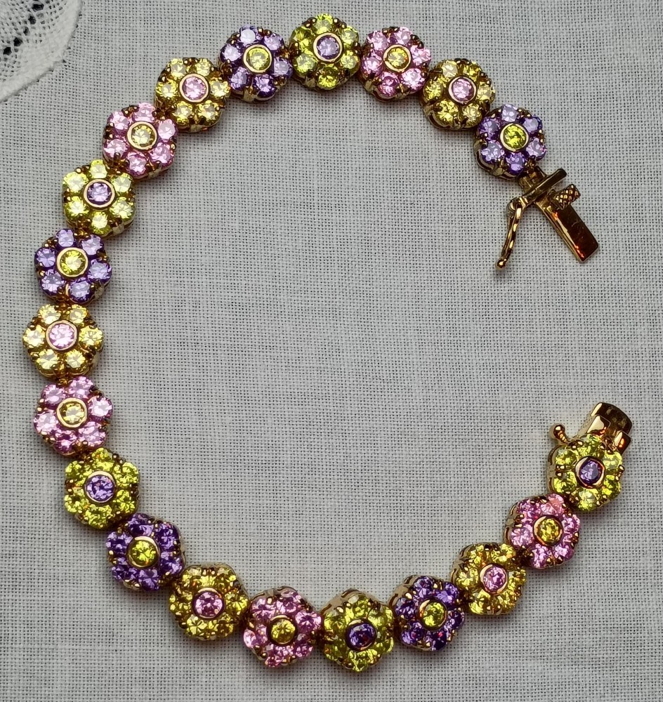 CINER Style Sterling Lilac and Lavender, Pink Topaz, Citrine Crystal Floral Link