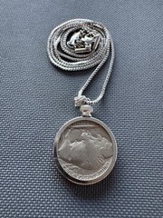 Beautiful Buffalo Nickel Necklace – Authentic Coins – 20in Stainless Chain