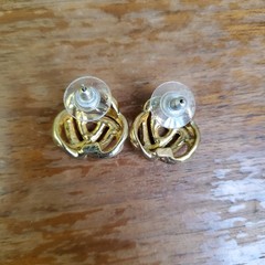 Vintage Knot Earrings Two-tone Metal Stud Button Silvertone Goldtone .5″ Classic