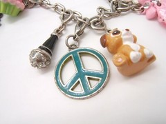CHARM IT! BRACELET & 11 CHARMS ENAMELED PUPPY BUNNY CUPCAKE CELL PHONE CAKE +