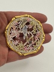 Vintage 1971 Janmax Asian Bird Gold-tone Brooch Signed 2.25in